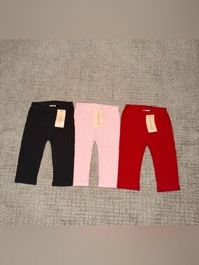 New First Impressions Lightweight Cable Knit Baby Leggings Size 6-9 Months